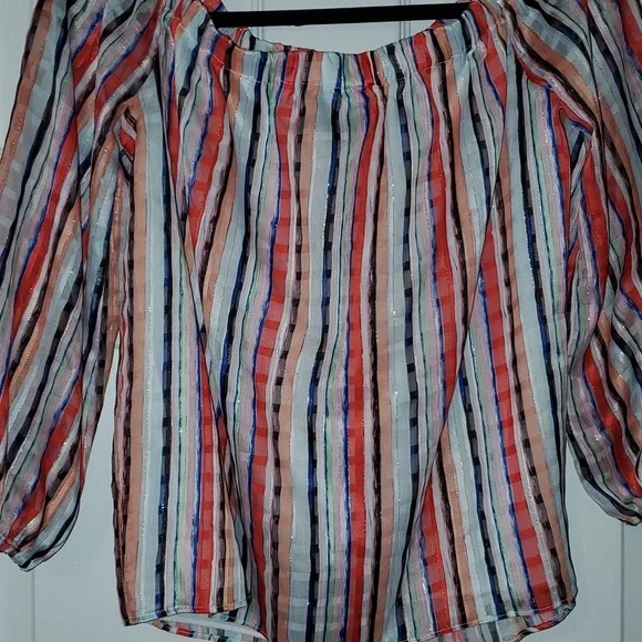 Milly Off The Shoulder Striped Top Size Small - Picture 5 of 8